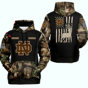 Personalized Notre Dame Fighting Irish Sporty Camo Hunting Style All Over Print Hoodie