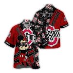 Ohio State Buckeyes Mickey And Floral Pattern Hawaiian Shirt