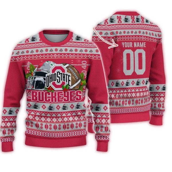 NCAA Ohio State Buckeyes Logo Team Football Custom Christmas Ugly Sweater 1