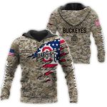 Personalized Ohio State Buckeyes Military Veterans Camouflage All-Over Print Hoodie