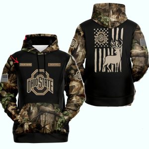 Personalized Ohio State Buckeyes Sporty Camo Hunting Style All-Over Print Hoodie