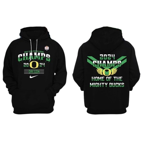 NCAA Oregon Ducks 2024 Vrbo Fiesta Bowl Champs 3D Hoodie 1