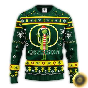 Oregon Ducks Christmas Funny Grinch Gift For Football Fans Ugly Sweater