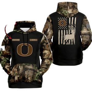 Personalized Oregon Ducks Sporty Camo Hunting Style All-Over Print Hoodie