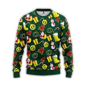 Oregon Ducks Christmas Santa Snowman Ugly Sweater