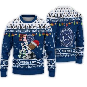 Personalized Penn State Nittany Lions Football Ho Ho Ho Ugly Christmas Sweater