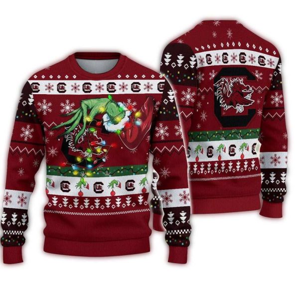 NCAA-South-Carolina-Gamecocks-Grinch-Ugly-Christmas-Sweater NCAA South Carolina Gamecocks Grinch Ugly Christmas Sweater