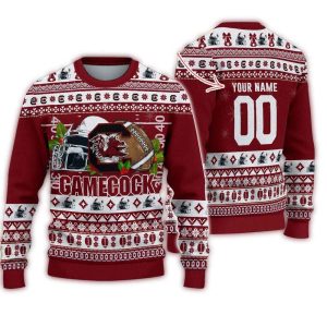 Personalized South Carolina Gamecocks Logo Team Football Christmas Ugly Sweater