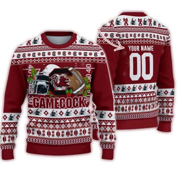 NCAA South Carolina Gamecocks Logo Team Football Custom Christmas Ugly Sweater 1