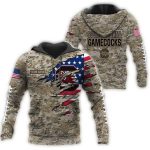 South Carolina Gamecocks Military Veterans Camouflage All-Over Print Hoodie