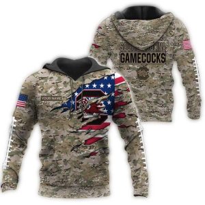 South Carolina Gamecocks Military Veterans Camouflage All-Over Print Hoodie