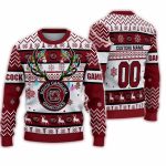 Personalized South Carolina Gamecocks Reindeer Light Ugly Christmas Sweater