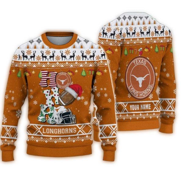 NCAA Texas Longhorns Football HO HO HO Ugly Christmas Sweater 1
