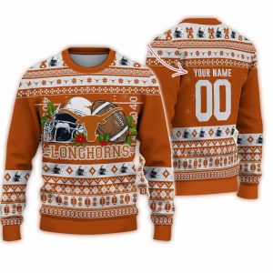 Personalized Texas Longhorns Logo Team Football Christmas Ugly Sweater