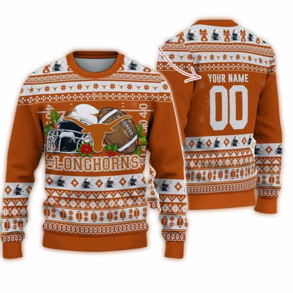 NCAA Texas Longhorns Logo Team Football Custom Christmas Ugly Sweater 1