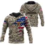 Ncaa Texas Longhorns Military Veterans Camouflage All Over Print Hoodie