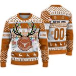 Personalized Texas Longhorns Reindeer Light Christmas Ugly Sweater