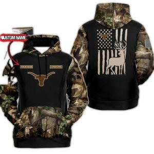 Ncaa Texas Longhorns Sporty Camo Hunting Style All Over Print Hoodie