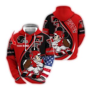 Personalized Texas Tech Red Raiders Hoodie Mickey Mouse 100 Year Anniversary All-Over Print Hoodie