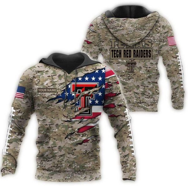 NCAA Texas Tech Red Raiders Military Veterans Camouflage Hoodie 1