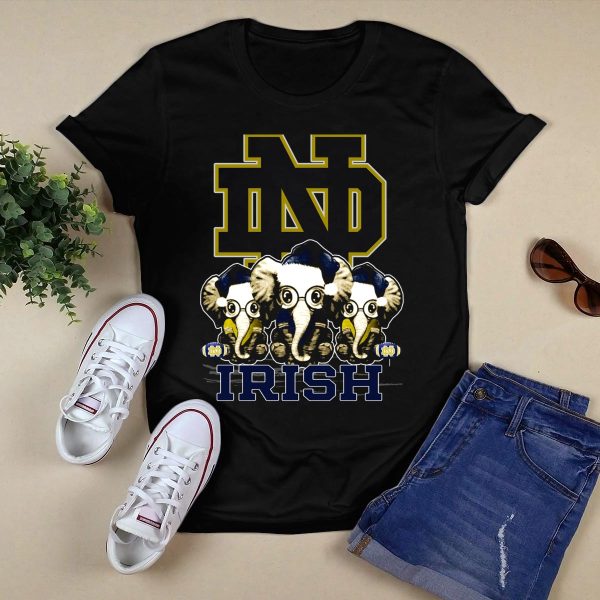 ND Elephants Irish Xmas Notre Dame Fighting Irish T Shirt Black 1
