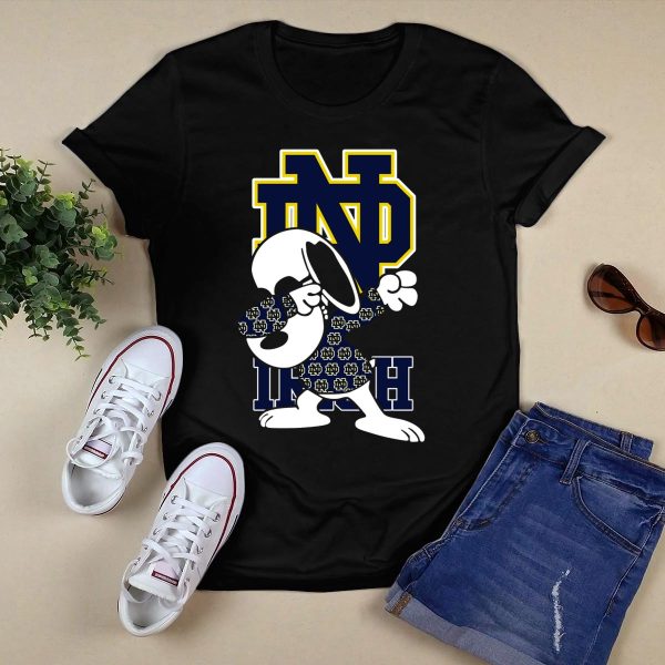 ND Irish Snoopy Dabbing Notre Dame Fighting Irish T Shirt Black 1