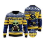 Michigan Wolverines Ugly Christmas Sweater Cute Baby Yoda Unisex Sweater