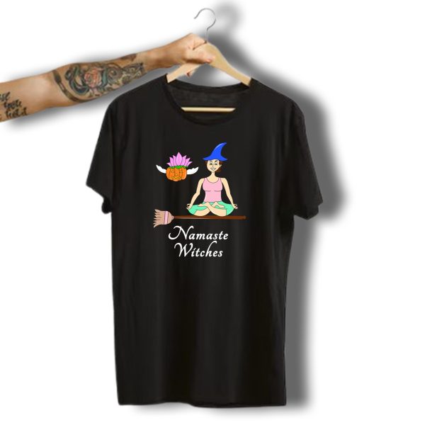 Namaste Witches Yoga Halloween Pumpkin Funny Gift T Shirt t shirt 1
