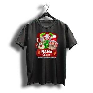 Nana Claus Red Car Christmas Reindeer And Santa T-Shirt