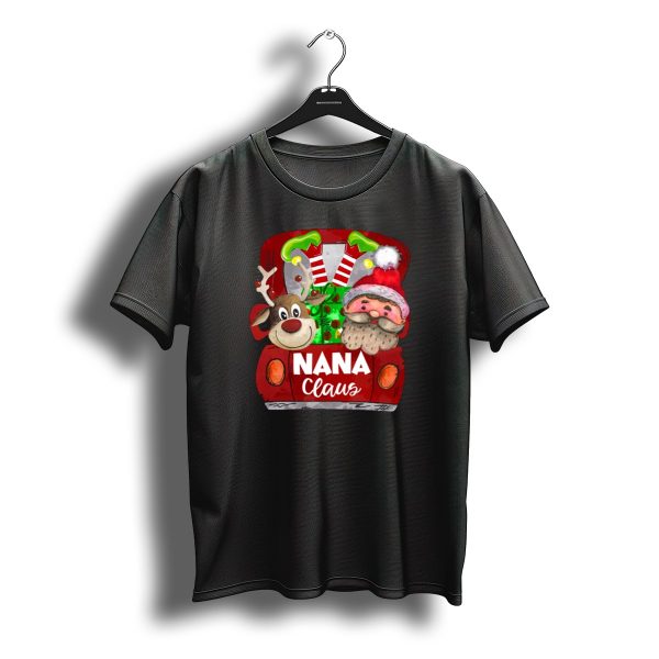 Nana Claus Red Car Christmas Reindeer And Santa T Shirt t shirt 1