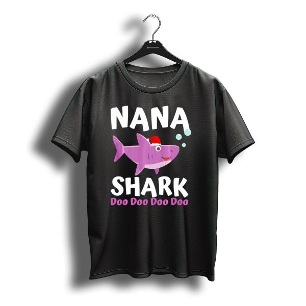 Nana Shark Doo Doo Doo Doo Christmas Santa Hat T Shirt t shirt 1