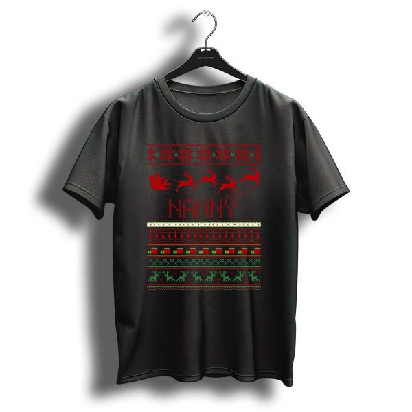 Nanny Christmas Reindeer Sleigh Ugly T Shirt 1 t shirt 1