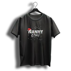Nanny Crew Santa Hat Christmas Lights Snowflakes T Shirt