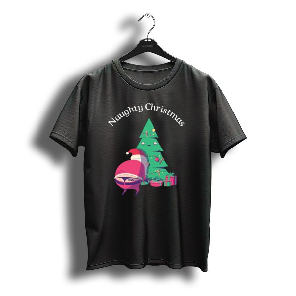 Naughty Christmas Tree Santa Holiday Humor T Shirt t shirt 1