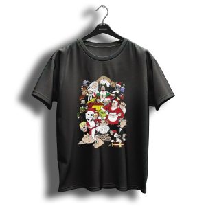 Naughty Or Nice Christmas Chaos Characters Featuring Santa Grinch Gizmo Jack Frost T-Shirt