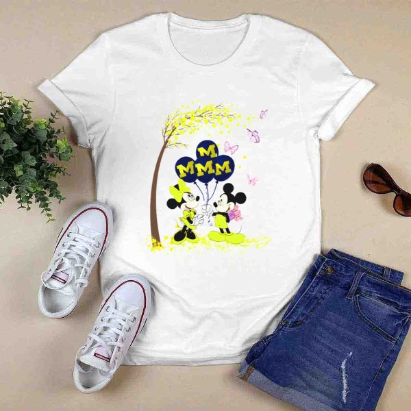 Ncaa Michigan Wolverines Minnie Mickey Balloons T Shirt 0