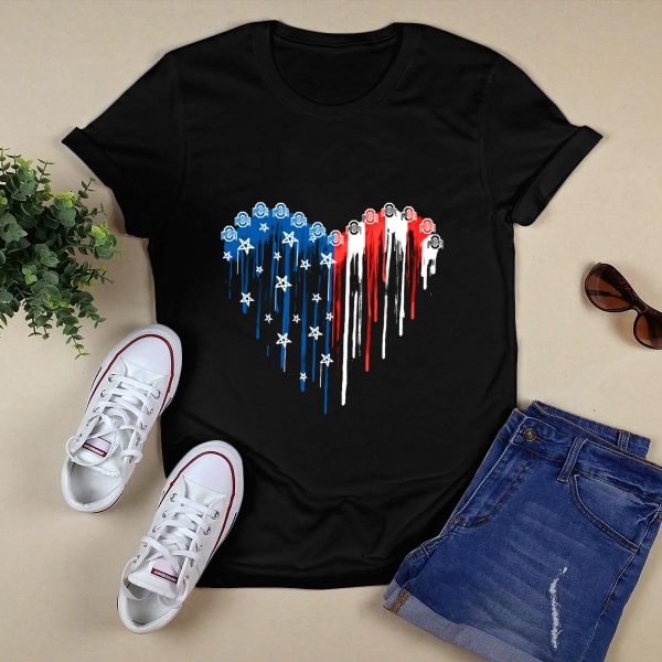 Ncaa Ohio State Buckeyes Dripping Stars And Stripes Heart T Shirt Black 1