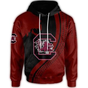 South Carolina Gamecocks Logo Red And Black All-Over Print Hoodie