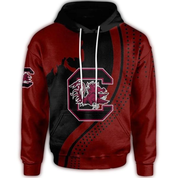Ncaa South Carolina Gamecocks Red Black 3D Hoodie For Men 1