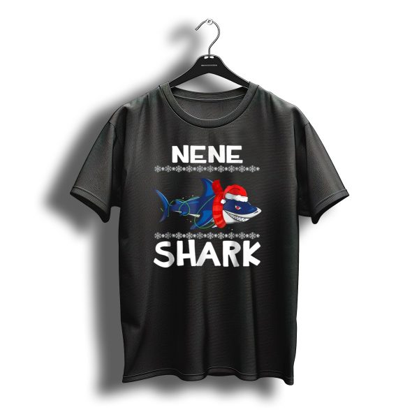 Nene Shark Wearing Santa Hat And Scarf Ugly Christmas Family T Shirt t shirt 1