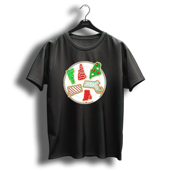 New England Christmas Cookies State Shapes Holiday Plate T Shirt 1 t shirt 1