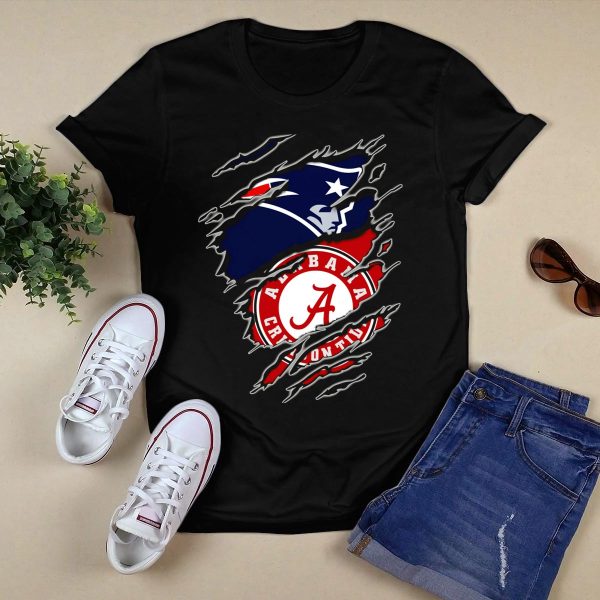 New England Patriots Alabama Crimson Tide Combo T Shirt Style 1 Black 1