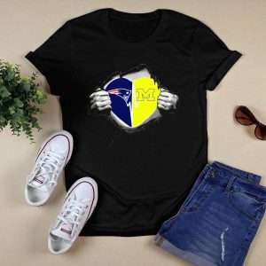 New England Patriots And Michigan Wolverines Heart T-Shirt