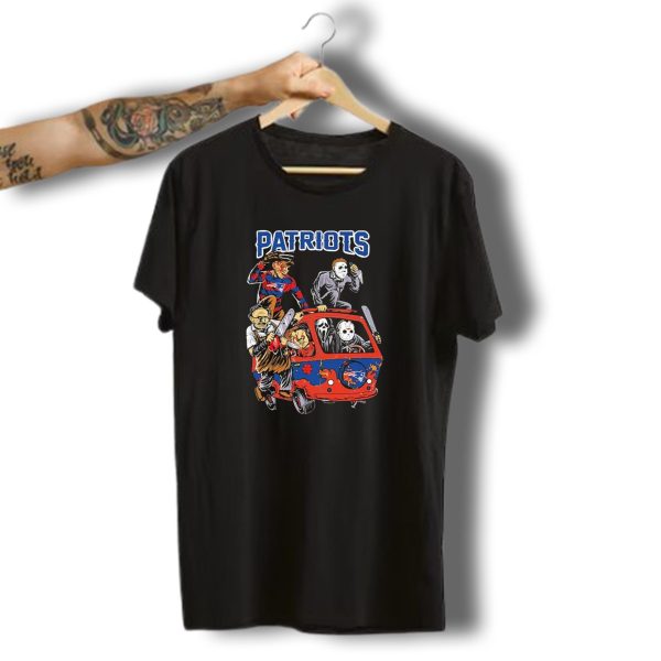 New England Patriots Nfl Horror Movie Characters Halloween Hippie Van T Shirt t shirt 1