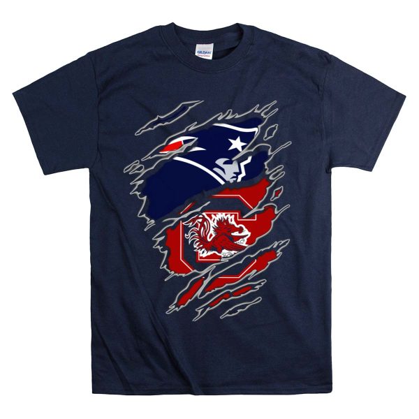New England Patriots South Carolina Gamecocks Fusion T Shirt 1 Navy