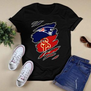 New England Patriots Usc Trojans Claw Marks Fusion T-Shirt