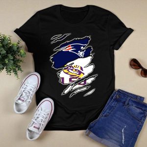 New England Patriots And Lsu Tigers Logo Mashup T-Shirt