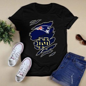New England Patriots And Notre Dame Fighting Irish Fan Crossover T-Shirt