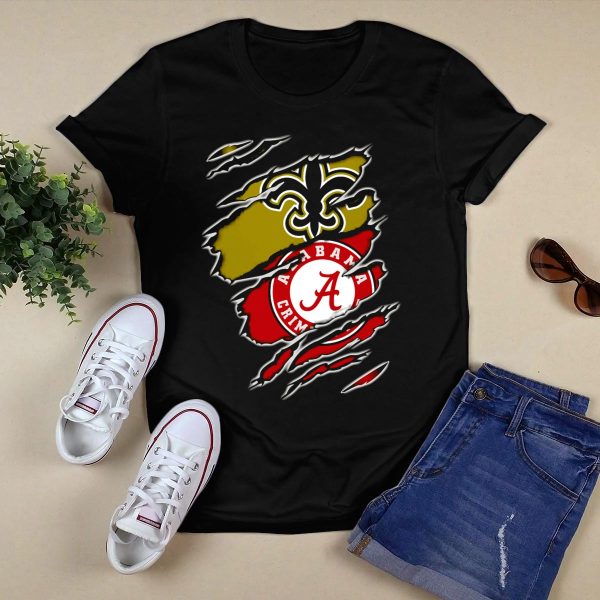 New Orleans Saints Alabama Crimson Tide Fan Gear T Shirt Style 1 Black 1