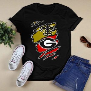 New Orleans Saints Fleur De Lis Georgia Bulldogs Logo Fusion T Shirt